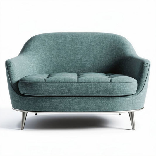 Tweed bank van 90 x 80 x 70cm met metalen poten in groen blauw