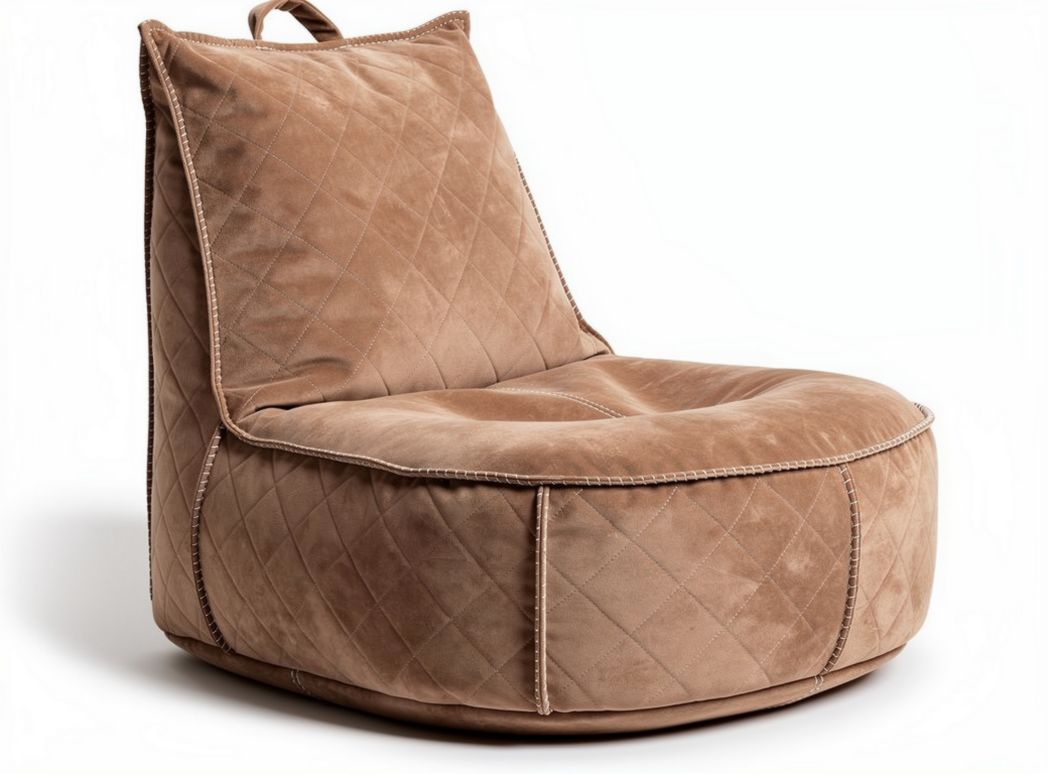 Zitzak van zacht bruin polyester met een afmeting van 90 x 80 x 70cm