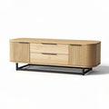 Tv-meubel van eikenhout met 2 lades en metalen onderstel 150 x 40 x 50cm