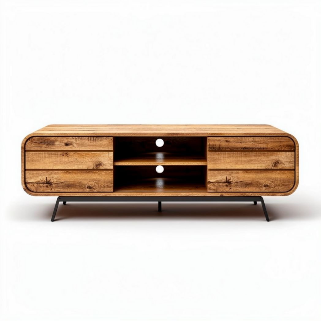 TV meubel met houten afwerking en metalen poten 120 x 40 x 50cm