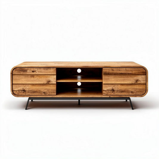 TV meubel met houten afwerking en metalen poten 120 x 40 x 50cm