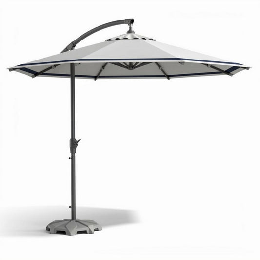 Zijde parasol met verstelbare arm en stevige voet 300 x 300 x 250cm grijs