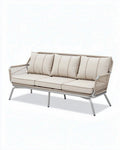 Tuinbank van aluminium met kussens in lichtbeige 190 x 80 x 85cm